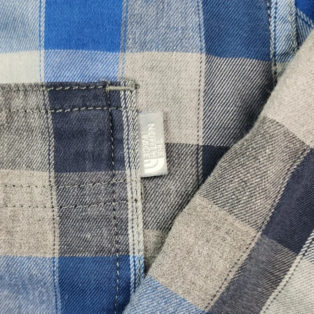 The North Face XL Blue Grey Plaid Button Down Shirt Long Sleeve Gorpcore Outdoor